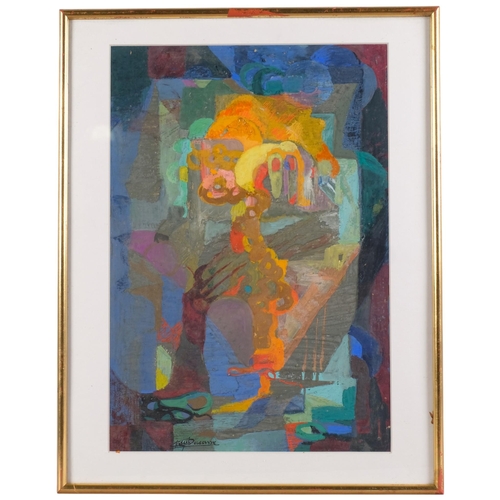 Joseph Lacasse (1894 - 1975), abstract composition, oil/gouache on card, 49cm x 34cm, framed and glazed, provenance: exhibited at the Drian Gallery London