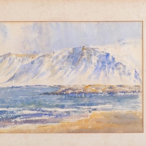 531 - B Moray Williams, Esja, mountain across the bay, north east of Reykjavik, 1942, watercolour, 23cm x ... 