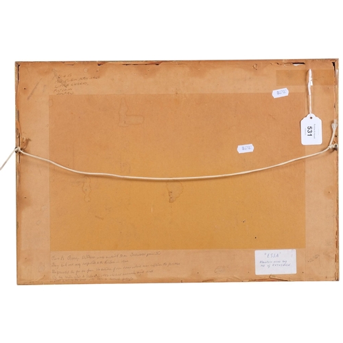 531 - B Moray Williams, Esja, mountain across the bay, north east of Reykjavik, 1942, watercolour, 23cm x ... 