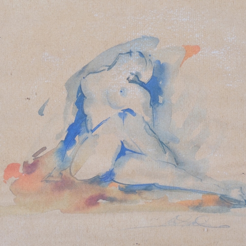 532 - Roger Bland, nude life study, watercolour, 24cm x 24cm, framed