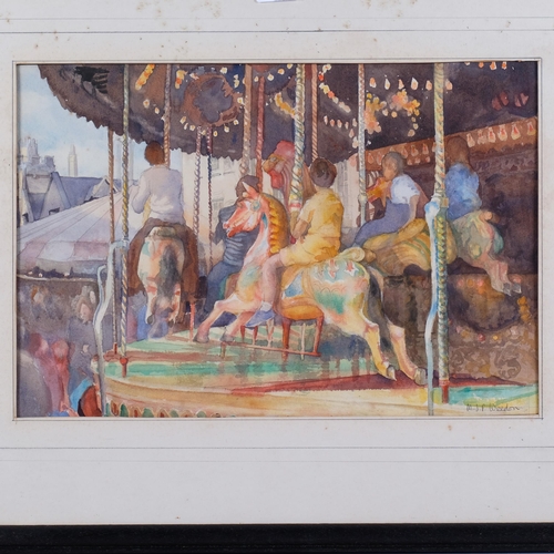 535 - M J P Weedon, All The Fun Of The Fair, mid-20th century watercolour, 29cm x 43cm, framed