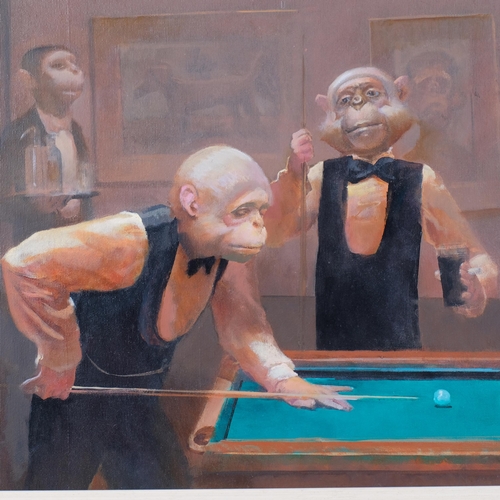 539 - Julian Gordon Mitchell, billiards, oil on canvas, 40cm x 50cm, framed