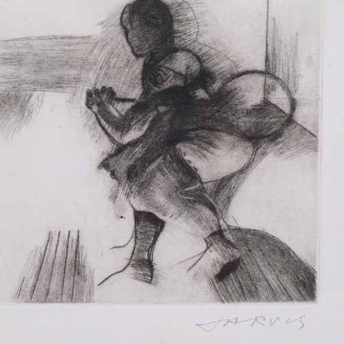 541 - Roland Jarvis (1926 - 2016), 2 drypoint etchings, snooker, plate 18cm x 30cm, and squash, 17cm x 25c... 