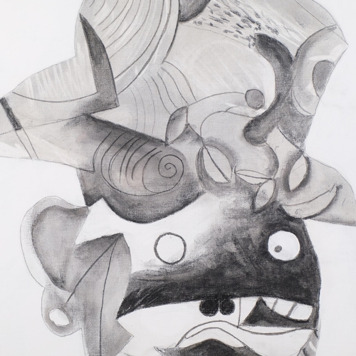 542 - Roland Jarvis (1926 - 2016), abstract composition, monochrome oil on canvas, 76cm x 51cm, unframed