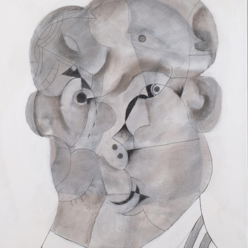 544 - Roland Jarvis (1926 - 2016), abstract composition, monochrome oil on canvas, 76cm x 51cm, unframed
