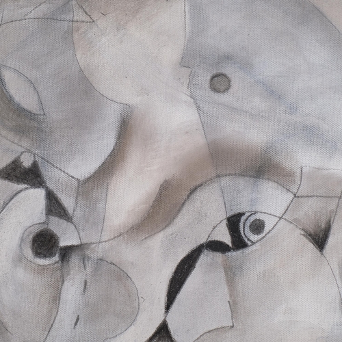 544 - Roland Jarvis (1926 - 2016), abstract composition, monochrome oil on canvas, 76cm x 51cm, unframed