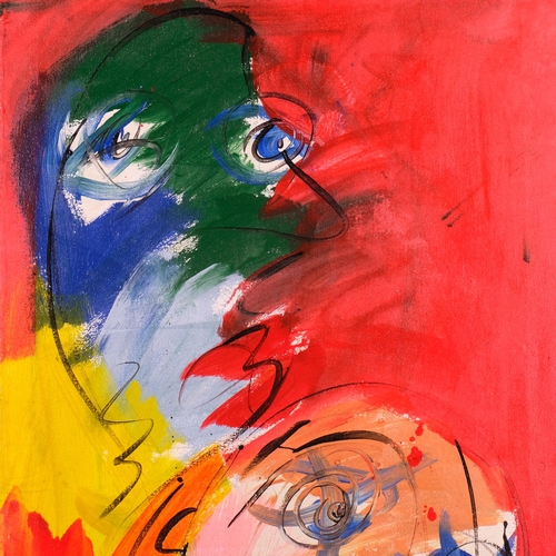549 - Peter Robert Keil (AKA The Wild Man Of Berlin), abstract figural composition, 1985, acrylic on hotel... 