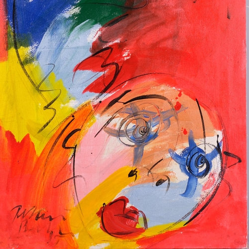 549 - Peter Robert Keil (AKA The Wild Man Of Berlin), abstract figural composition, 1985, acrylic on hotel... 