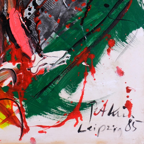 550 - Peter Robert Keil (AKA The Wild Man Of Berlin), abstract figural composition, 1985, acrylic on hotel... 