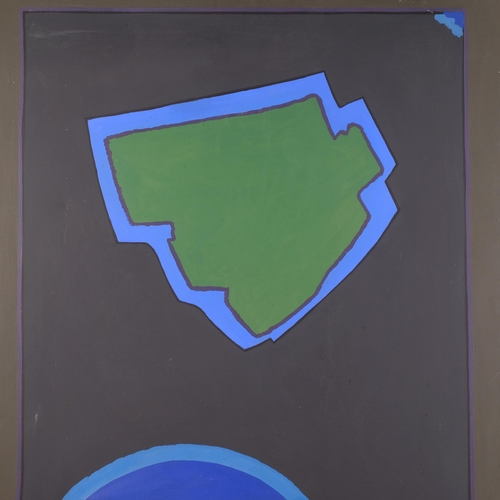 551 - Ray Fawcett (born 1934), black landscape, abstract acrylic on canvas, 100cm x 122cm, unframed
