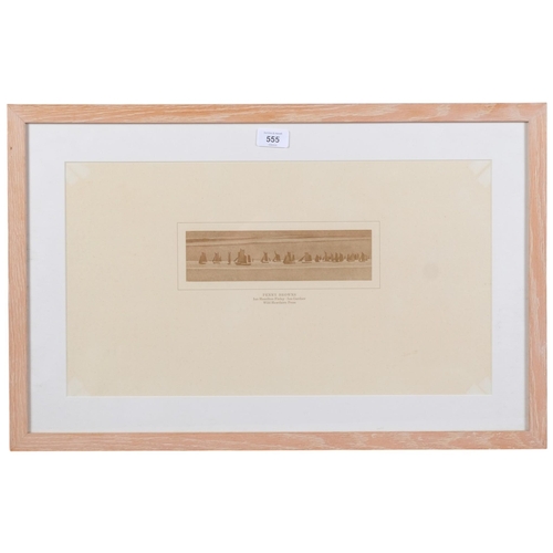 555 - Ian Hamilton Finlay, Penny Browns, print, published by Wild Hawthorne Press, image 6cm x 22cm, frame... 