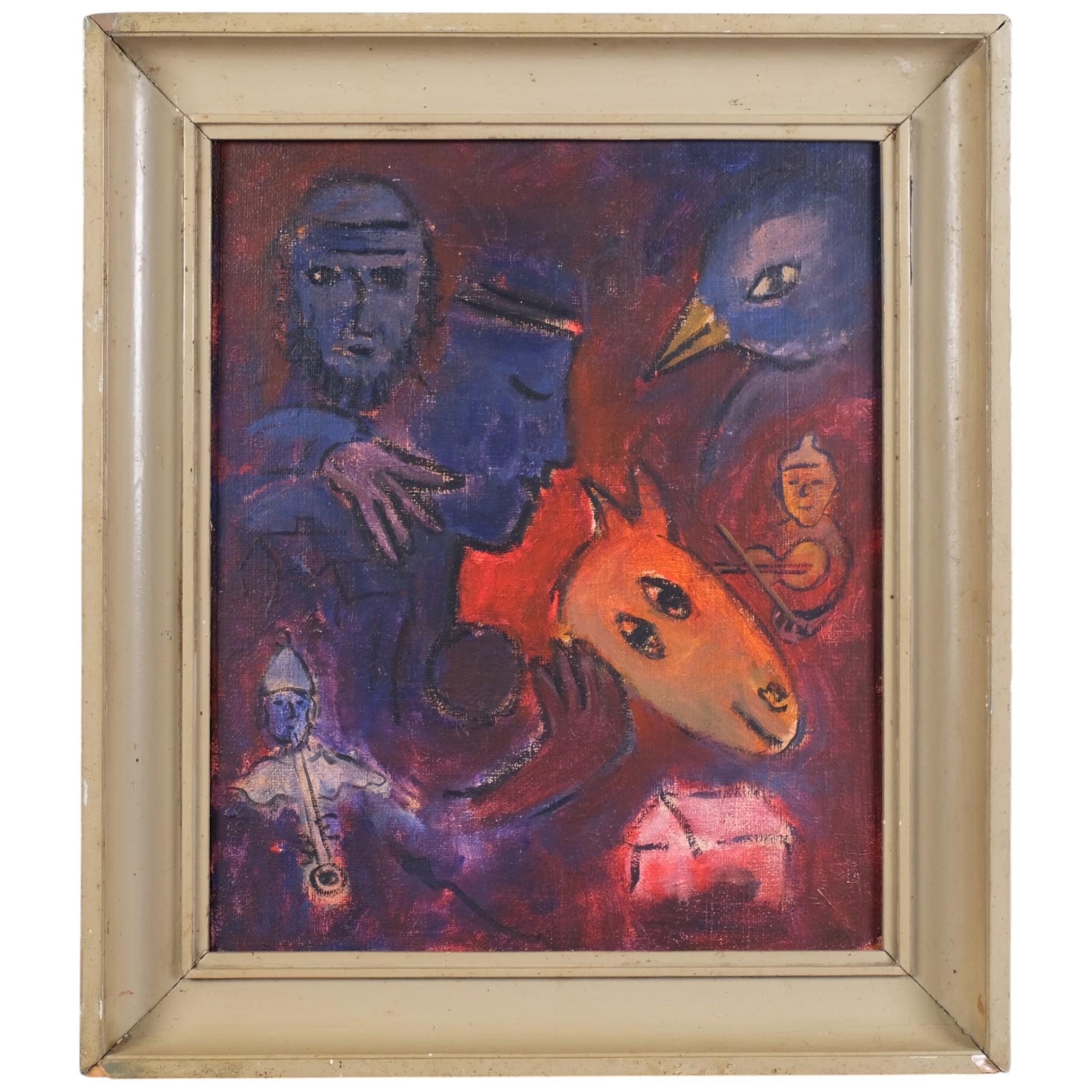 Style of Marc Chagall, abstract composition, oil on canvas, 45cm x 37cm ...