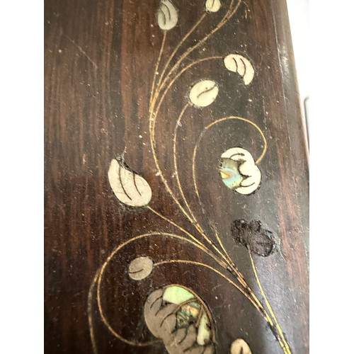273 - A 19th century rosewood toilet/sewing box, with inlaid brass mother-of-pearl and amboyna marquetry d... 