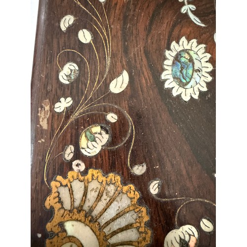 273 - A 19th century rosewood toilet/sewing box, with inlaid brass mother-of-pearl and amboyna marquetry d... 