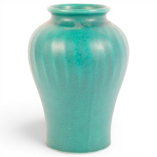 40 - Pilkingtons Royal Lancastrian jade green pottery vase, pattern 2462, H21cm