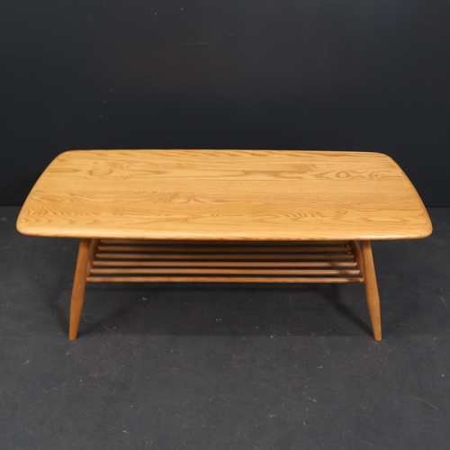 A Vintage Ercol oak Windsor Coffee table with underside magazine rack ...