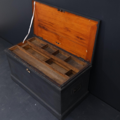 2163 - A Victorian painted pine carpenter's chest, L94cm