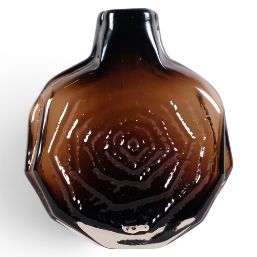 GEOFFREY BAXTER for Whitefriars Glass, a Textured range 'Banjo' vase, pattern number 9681, in Cinnamon colourway, height 31.5cm