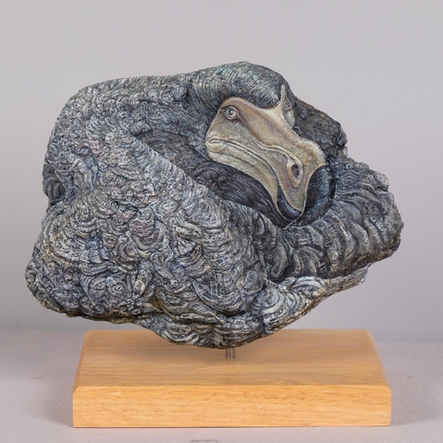 11 - MICHELLE VULAMA, Canada, a hand painted rock, depicting Columbus discovery of the Americas to one si... 