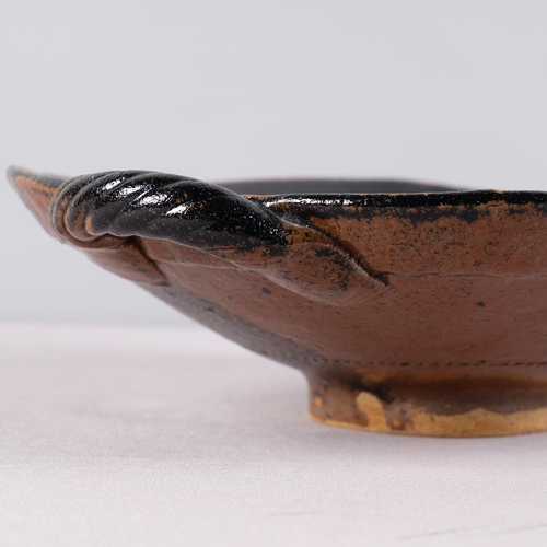 2 - JOHN MALTBY (1936-2020), British,  a stoneware footed centre bowl with handles, hand painted church ... 
