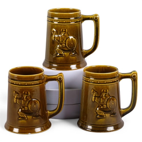 20 - BERIT TERNELL for Gefle, Sweden, 3 Viking pint size tankards or mugs, circa 1960s'/70s', marked B to... 