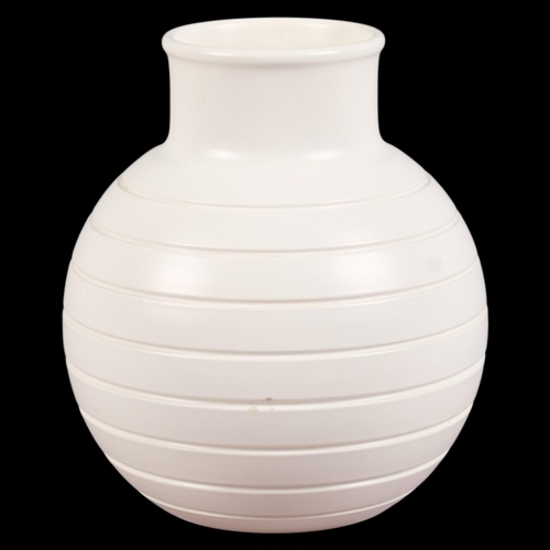 35 - KEITH MURRAY, (1892-1981) New Zealand/British, for Wedgwood, a white 'Bomb' vase, makers marks print... 