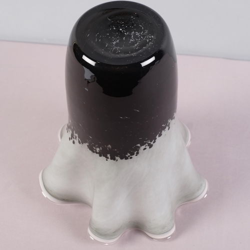 37 - A mid-century Fazzoletto glass vase in black and white tones, height 30cm