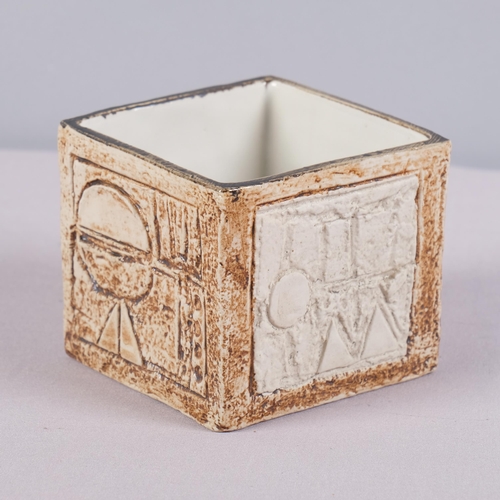 42 - Troika Pottery, Cornwall, a cube vase, makers marks to base, height 8cm, 9.5cm sq