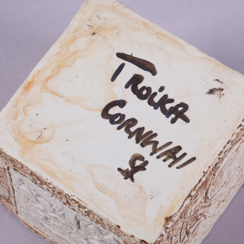 42 - Troika Pottery, Cornwall, a cube vase, makers marks to base, height 8cm, 9.5cm sq