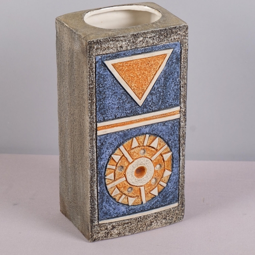 44 - ALISON BRIGDEN for Troika, Cornwall, a rectangular slab vase, late 1970s' early 1980s',  makers mark... 