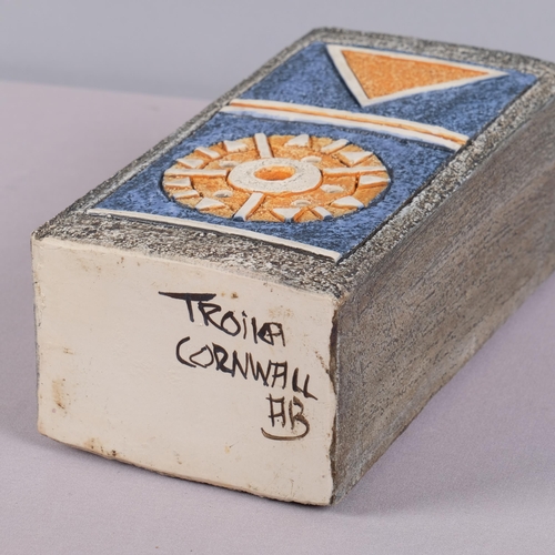 44 - ALISON BRIGDEN for Troika, Cornwall, a rectangular slab vase, late 1970s' early 1980s',  makers mark... 