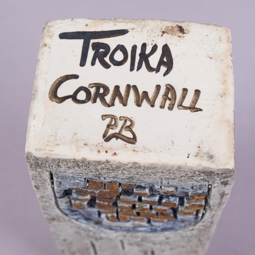 46 - PENNY BLACK for Troika, Cornwall, a coffin vase, 1960s'/70s', makers marks to base, height 17cm
