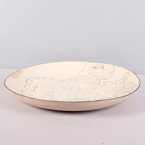 53 - SUSAN NEMETH (b.1957), British, a large multi-coloured porcelain bowl, no makers mark, 43cm diameter