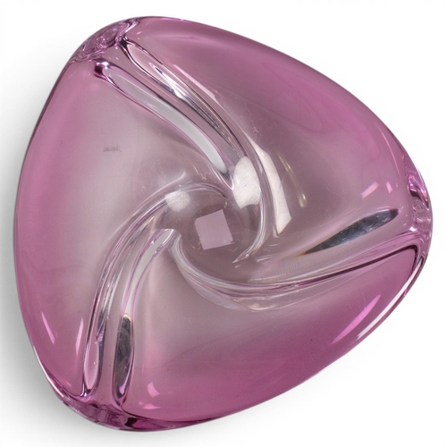 54 - Val St Lambert, an sculpted amethyst glass dish, circa 1950s', diameter 31cm