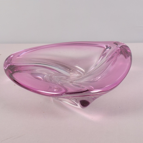 54 - Val St Lambert, an sculpted amethyst glass dish, circa 1950s', diameter 31cm