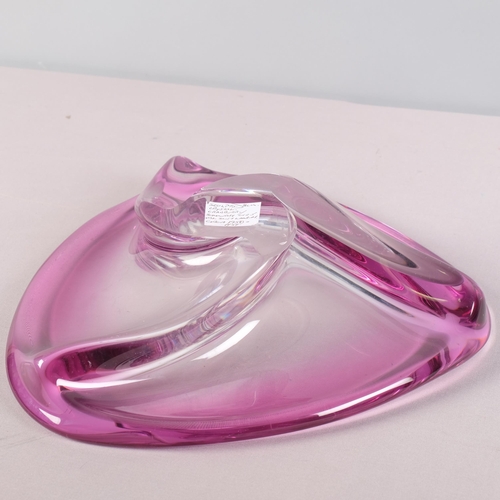 54 - Val St Lambert, an sculpted amethyst glass dish, circa 1950s', diameter 31cm