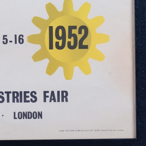 59 - A 1952 British Industries Fair poster, printed by Foss & Cross Ltd, London, framed, poster size 75 x... 