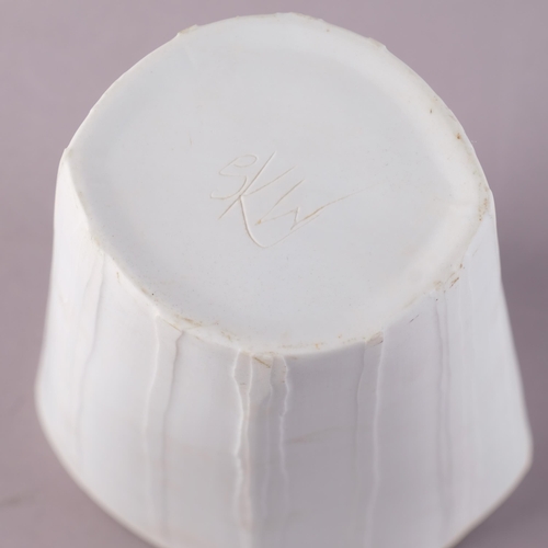 7 - SASHA WARDELL (b.1956), British, a bone china slipcast vase, textured matte exterior and glazed inte... 