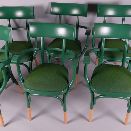 200 - Gebruder Thonet Vienna, a set of 6 Hermann Czech post modern bentwood chairs with arms, each with gr... 