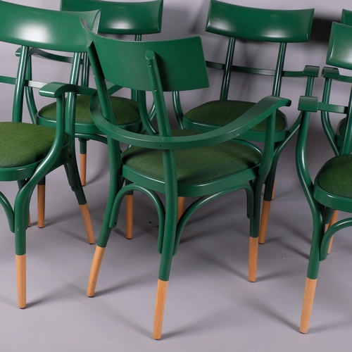200 - Gebruder Thonet Vienna, a set of 6 Hermann Czech post modern bentwood chairs with arms, each with gr... 