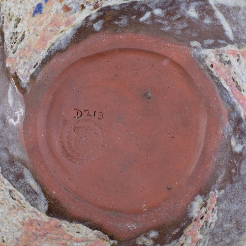 51 - JULIAN KING-SALTER (born 1954), a large twisted bottle form studio pottery vessel, with textured sur... 
