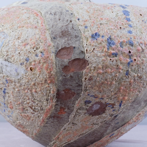 51 - JULIAN KING-SALTER (born 1954), a large twisted bottle form studio pottery vessel, with textured sur... 