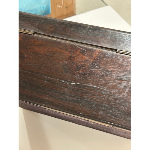 273 - A 19th century rosewood toilet/sewing box, with inlaid brass mother-of-pearl and amboyna marquetry d... 