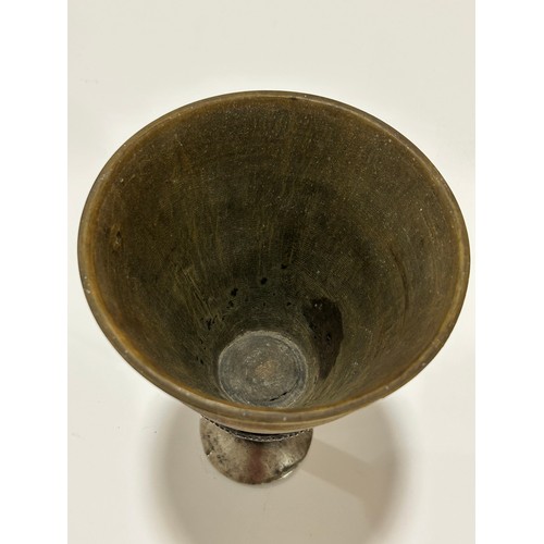 277 - A large Antique Continental rhino horn ceremonial cup, probably late 19th century, on unmarked white... 