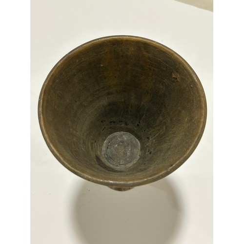 277 - A large Antique Continental rhino horn ceremonial cup, probably late 19th century, on unmarked white... 
