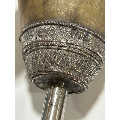 277 - A large Antique Continental rhino horn ceremonial cup, probably late 19th century, on unmarked white... 