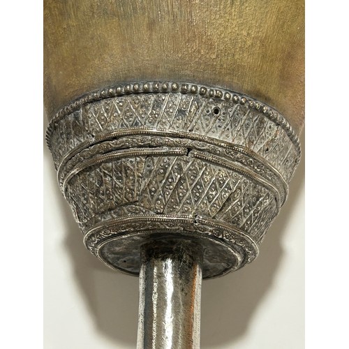 277 - A large Antique Continental rhino horn ceremonial cup, probably late 19th century, on unmarked white... 