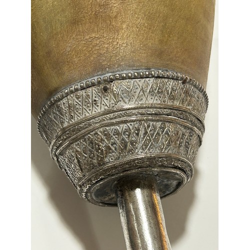 277 - A large Antique Continental rhino horn ceremonial cup, probably late 19th century, on unmarked white... 