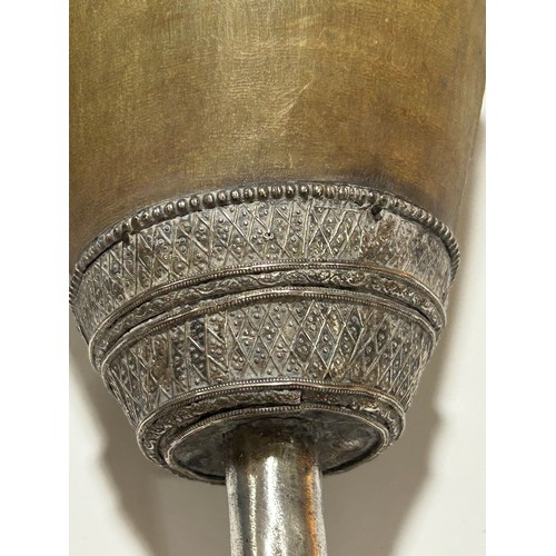 277 - A large Antique Continental rhino horn ceremonial cup, probably late 19th century, on unmarked white... 