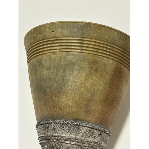 277 - A large Antique Continental rhino horn ceremonial cup, probably late 19th century, on unmarked white... 